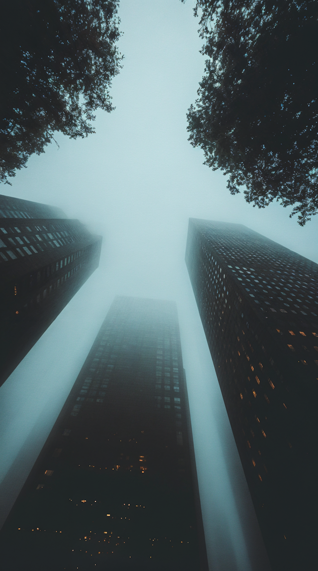 Dramatic Urban Scene with Skyscrapers