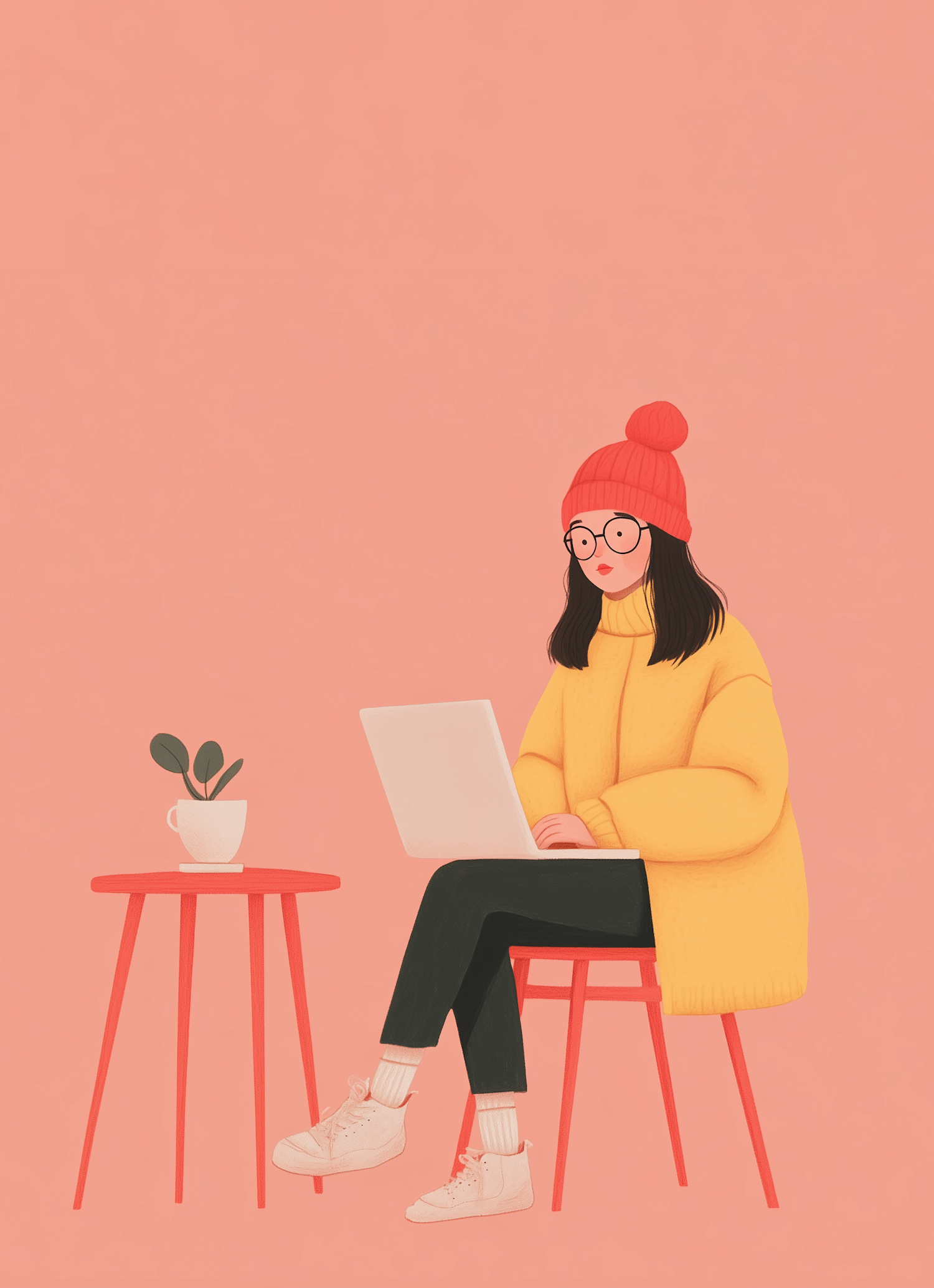 Stylized Woman with Laptop