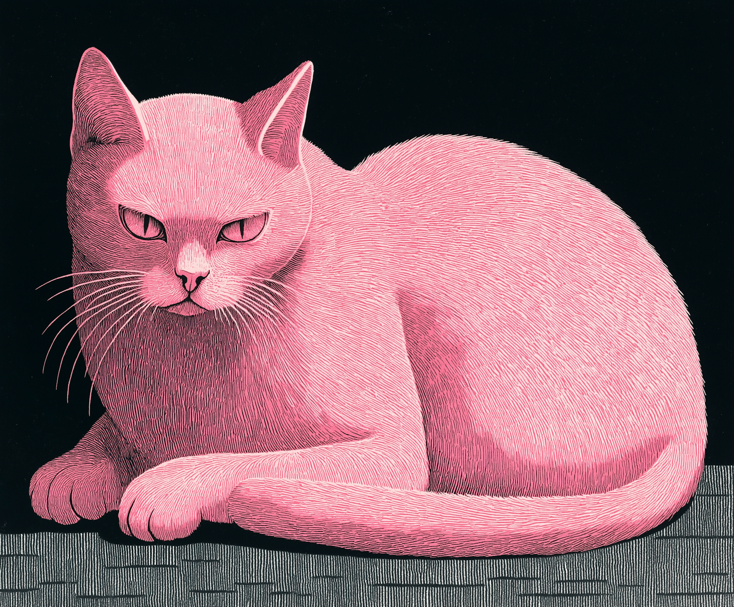 Stylized Pink Cat Illustration