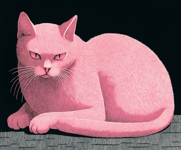 Stylized Pink Cat Illustration