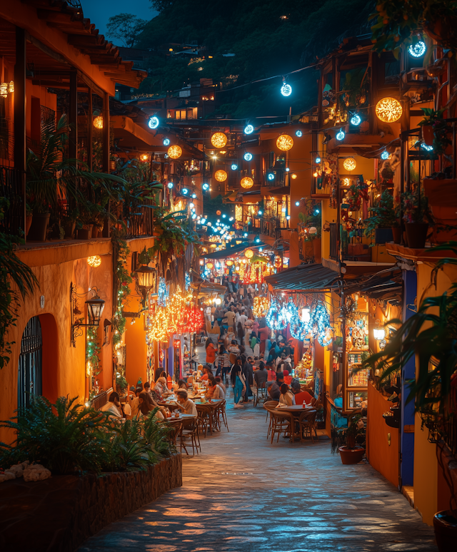 Vibrant Night Street Scene