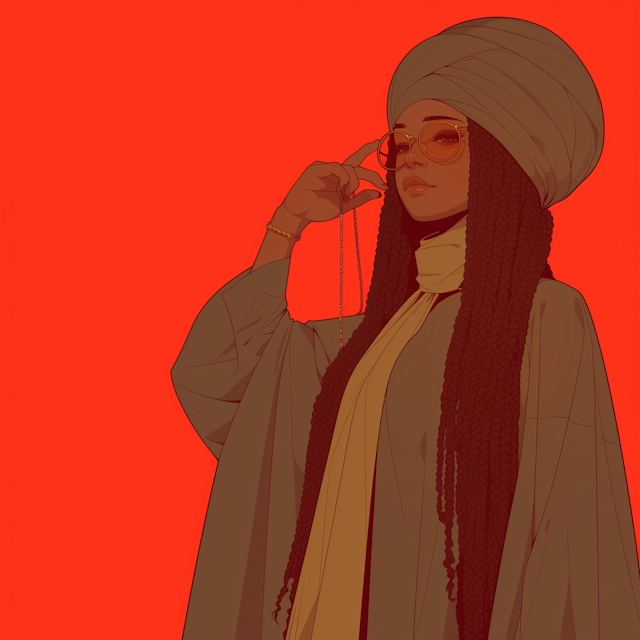 Woman with Headscarf and Sunglasses