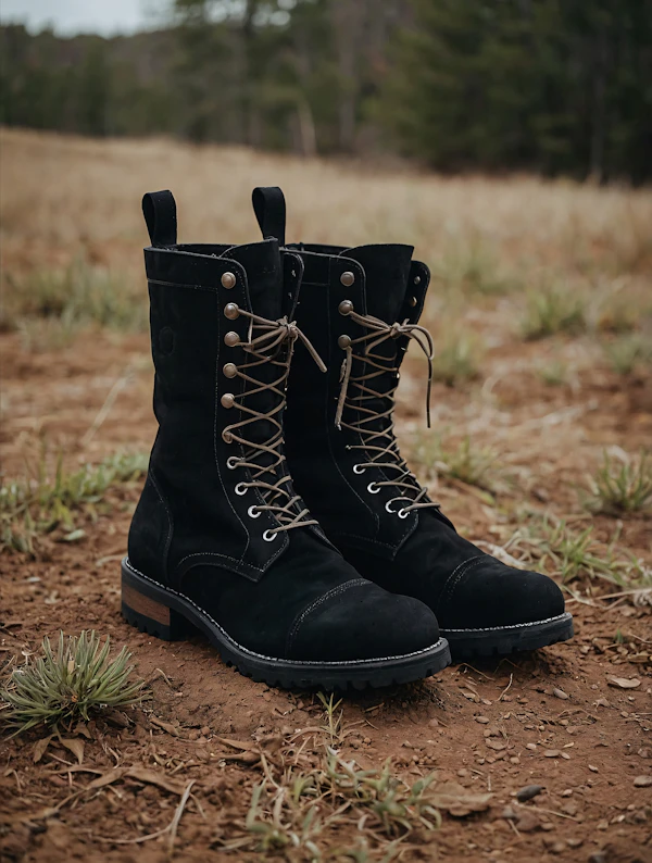Rugged Black Suede Boots