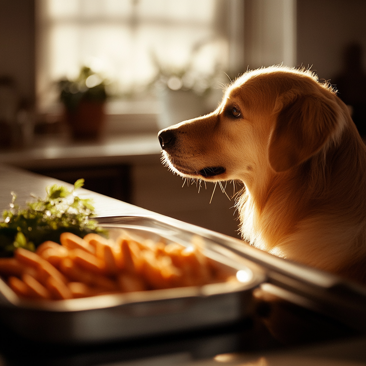 Golden Retriever and Carrots