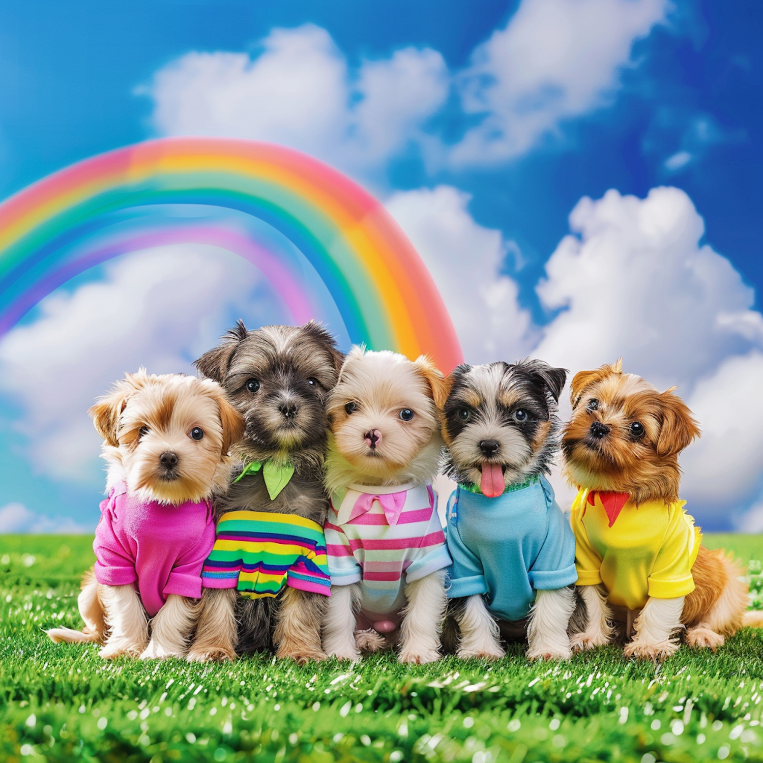 Whimsical Rainbow Puppies