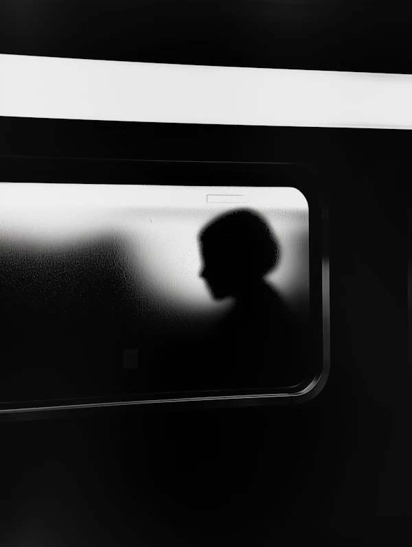 Silhouette Through Frosted Glass