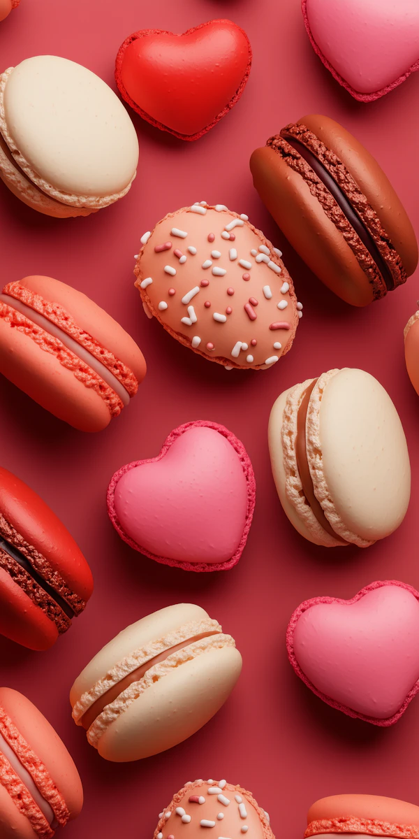Colorful Macarons and Heart-shaped Confections