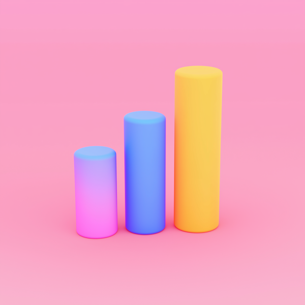 Colorful Cylinders on Pink Background