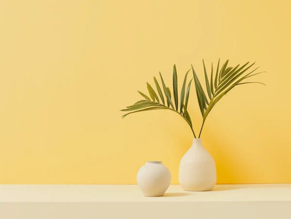 Modern Ceramic Vases with Tropical Plant