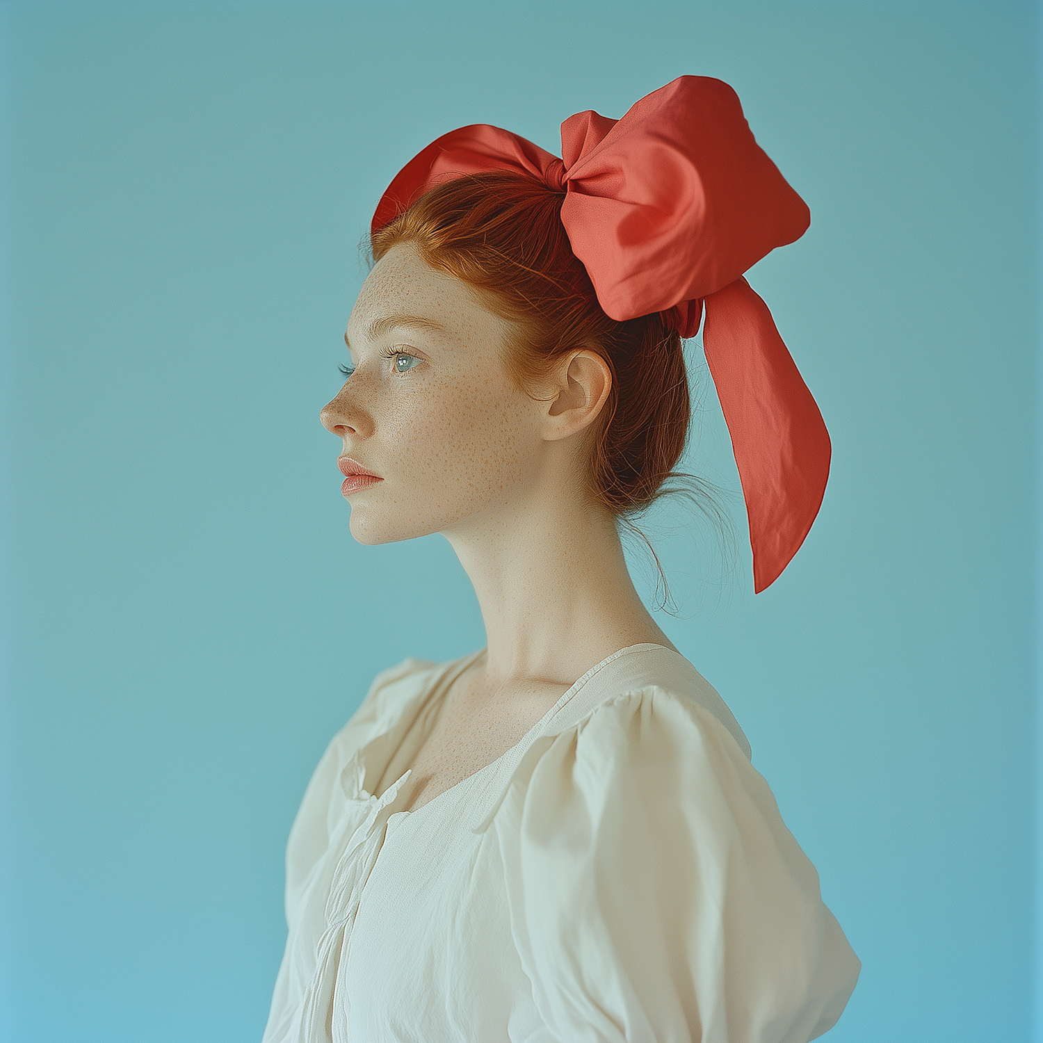 Profile of a Young Woman with Red Bow