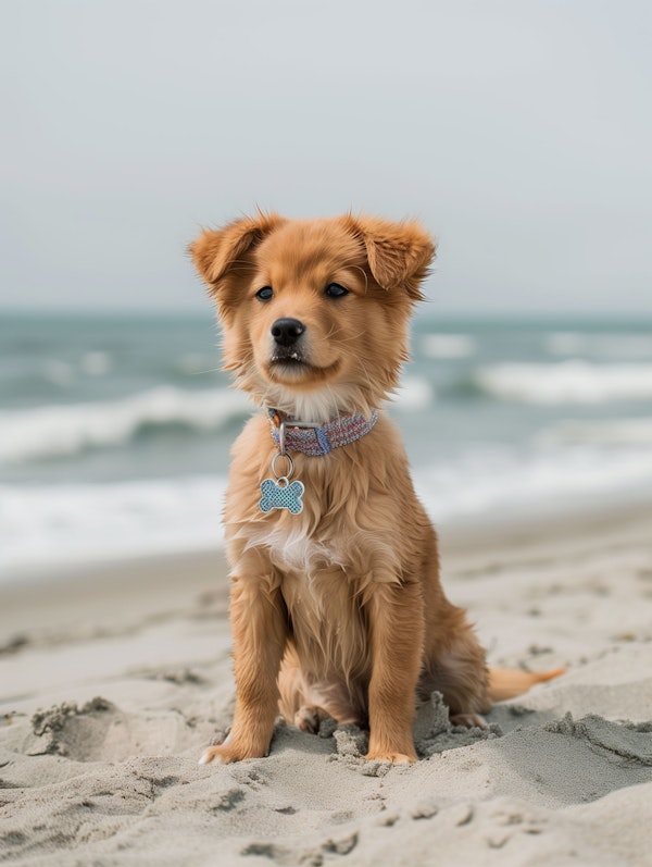 Serene Golden Retriever on the Beach