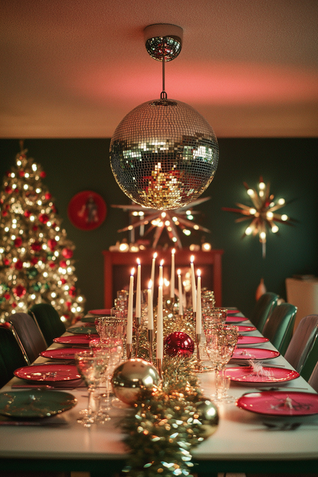 Festive Dining Room with Disco Ball