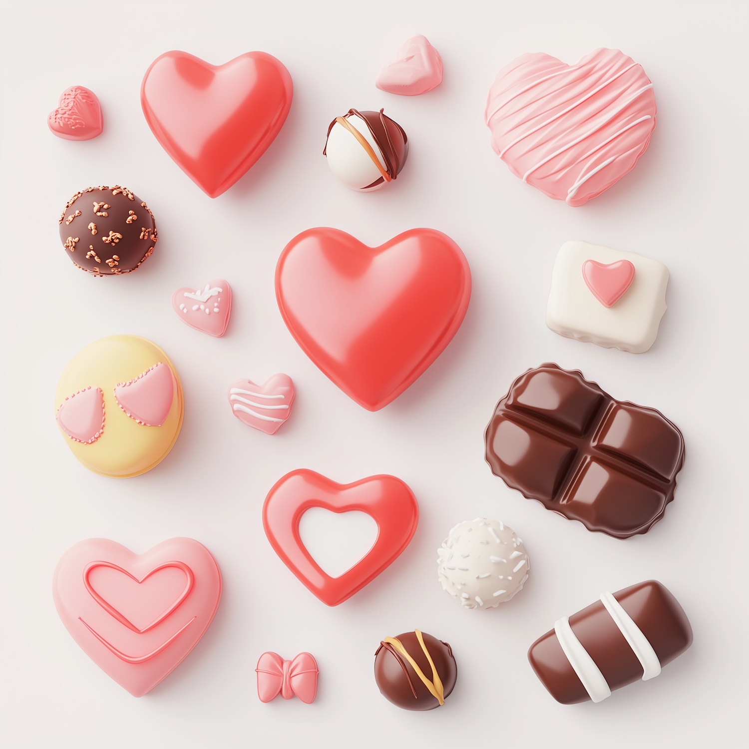 Assorted Heart-Shaped and Round Chocolates