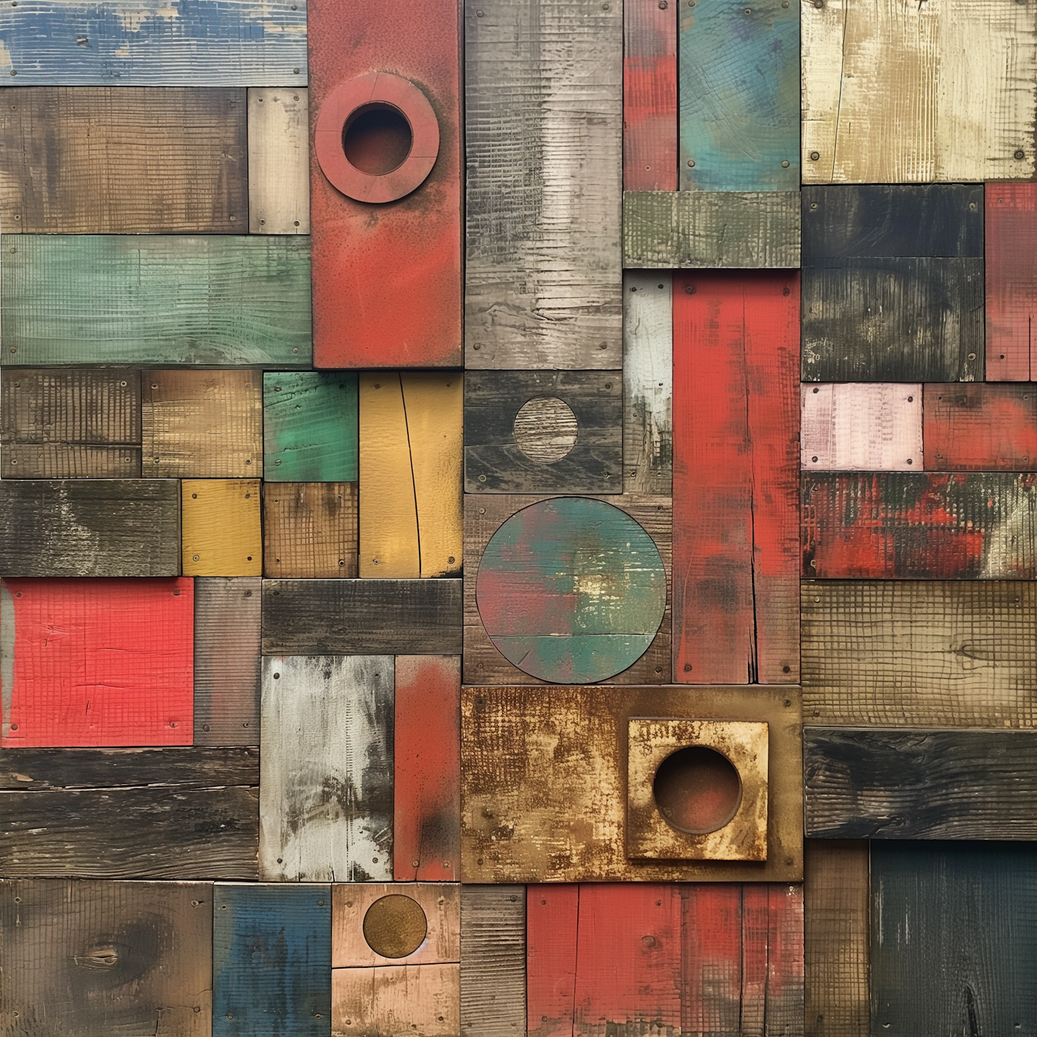 Vibrant Patchwork of Wooden Panels