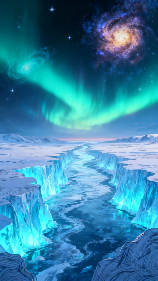 Aurora Over Frozen River