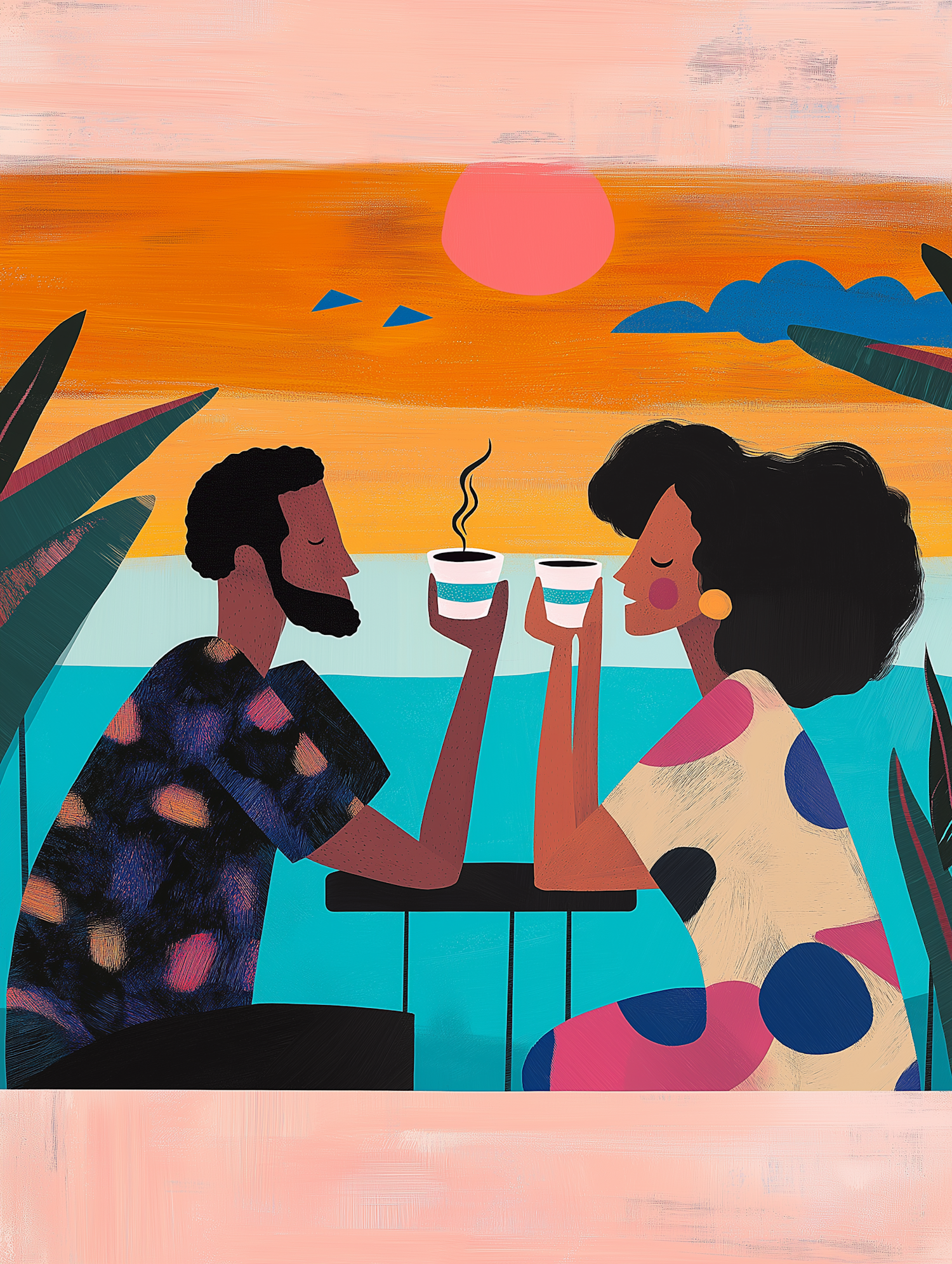 Serene Coffee Moment Illustration