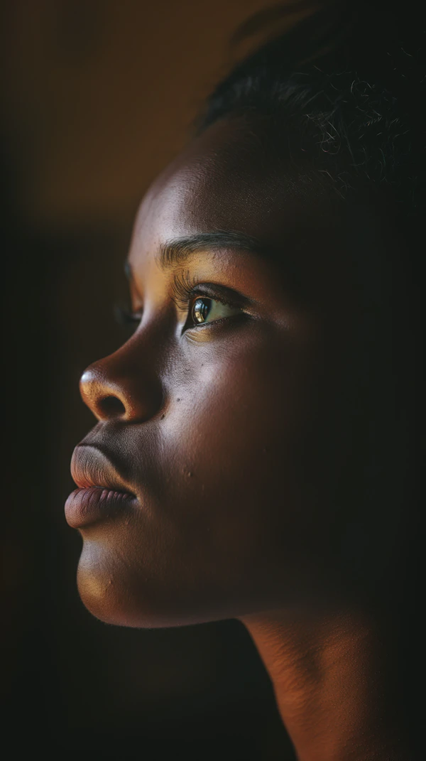 Portrait of Introspective Young Woman