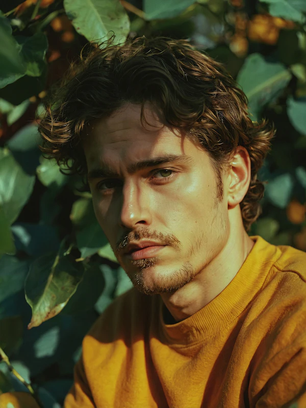 Contemplative Young Man in Nature