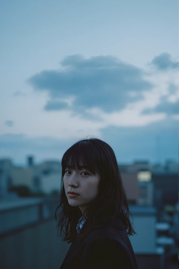 Contemplative Woman at Dusk