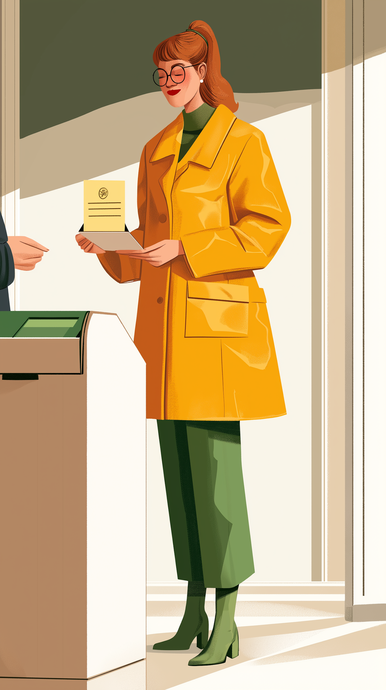 Illustrated Woman Receiving Envelope