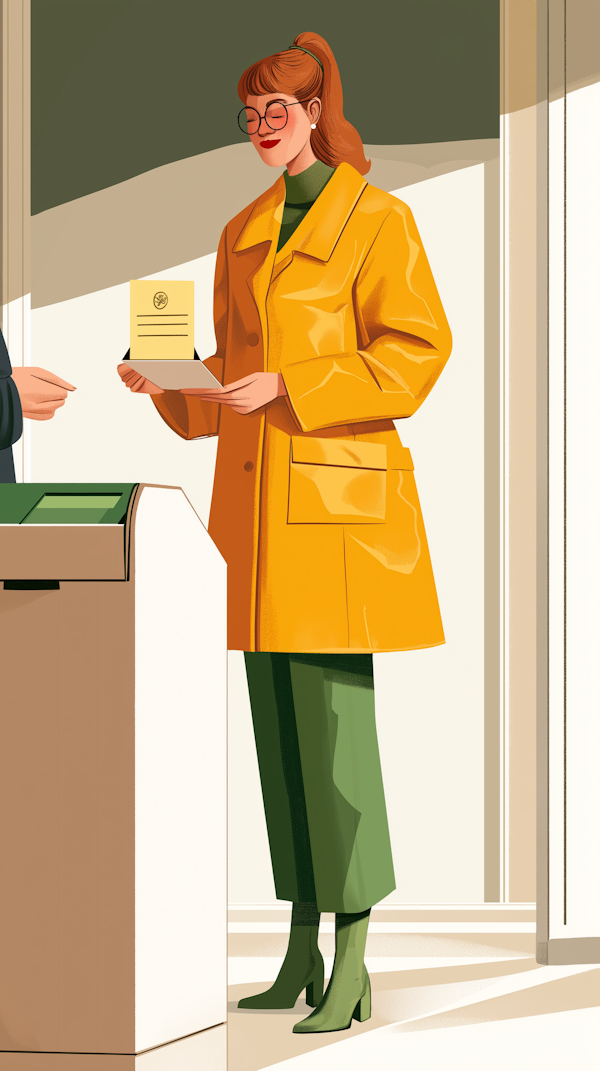 Illustrated Woman Receiving Envelope