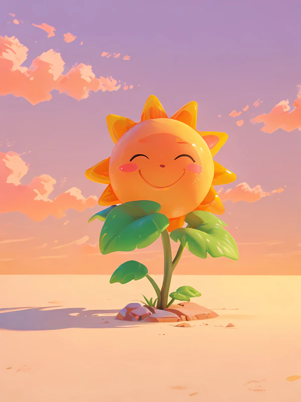 Smiling Sunflower Art