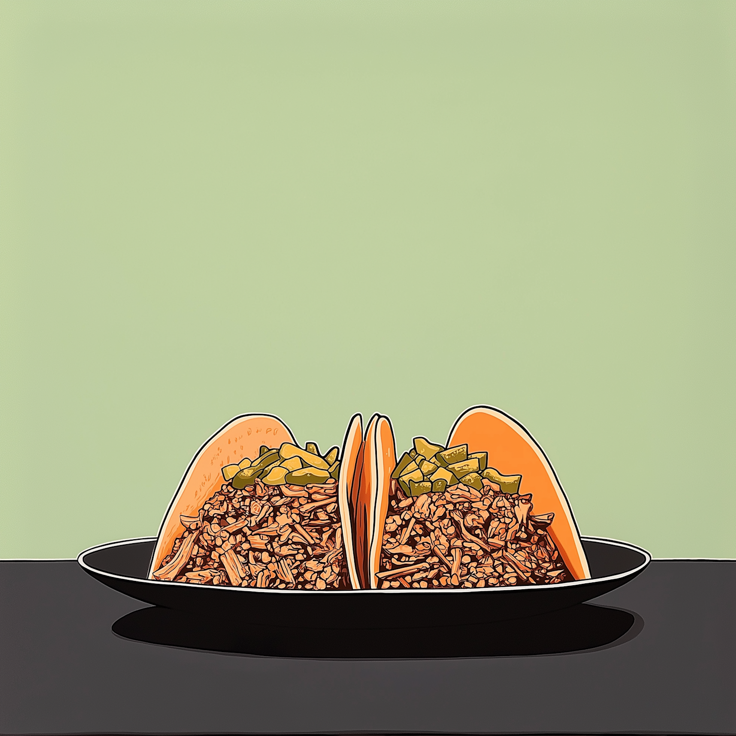 Stylized Illustration of Tacos