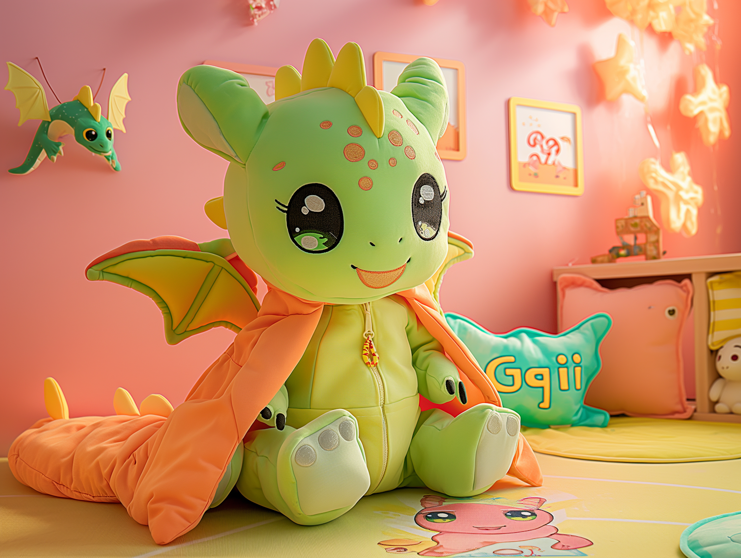 Plush Dragon Toy in Children's Room