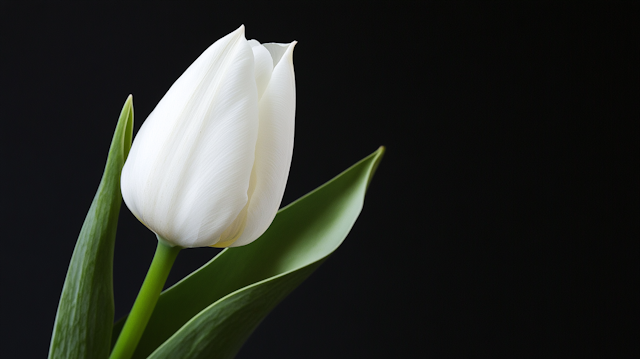 White Tulip on Dark Background