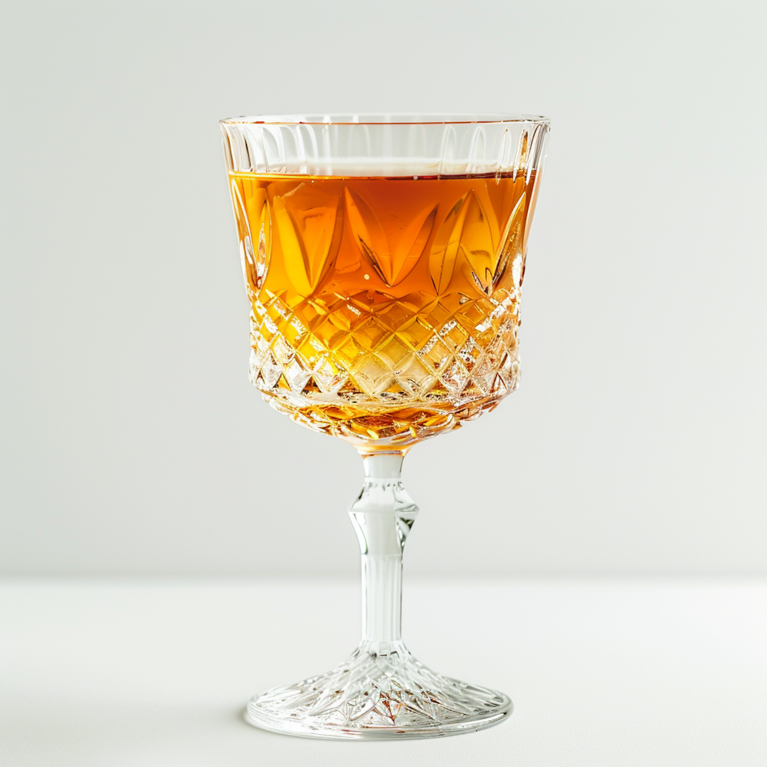 Elegant Crystal Glass with Amber Liquid