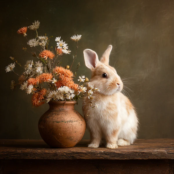 Rabbit and Flower Vase