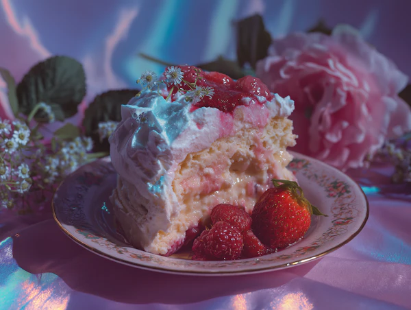 Strawberry Plated Cake Delight