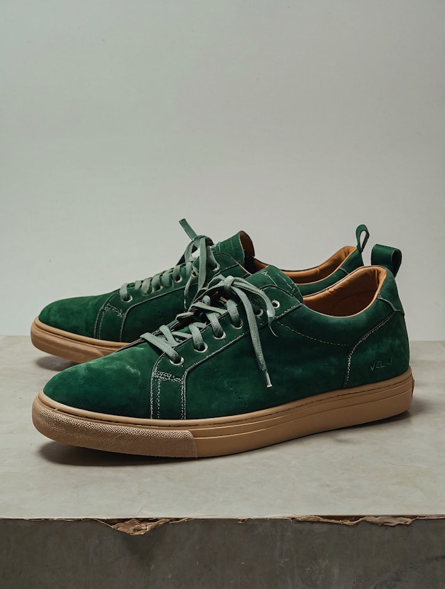 Stylish Green Suede Sneakers