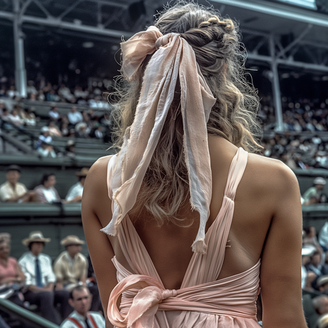 Elegantly Dressed Woman at a Crowded Event