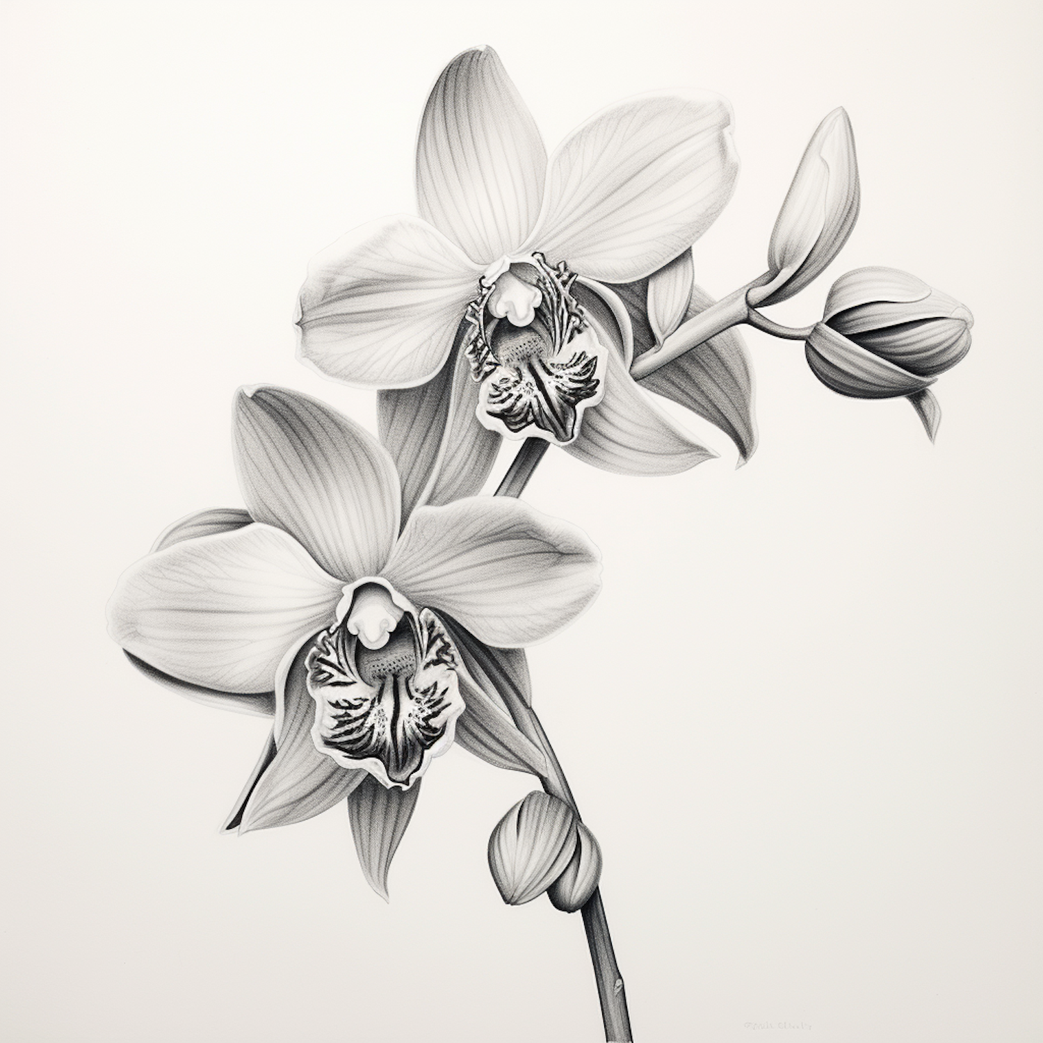 Black and White Orchid Illustration