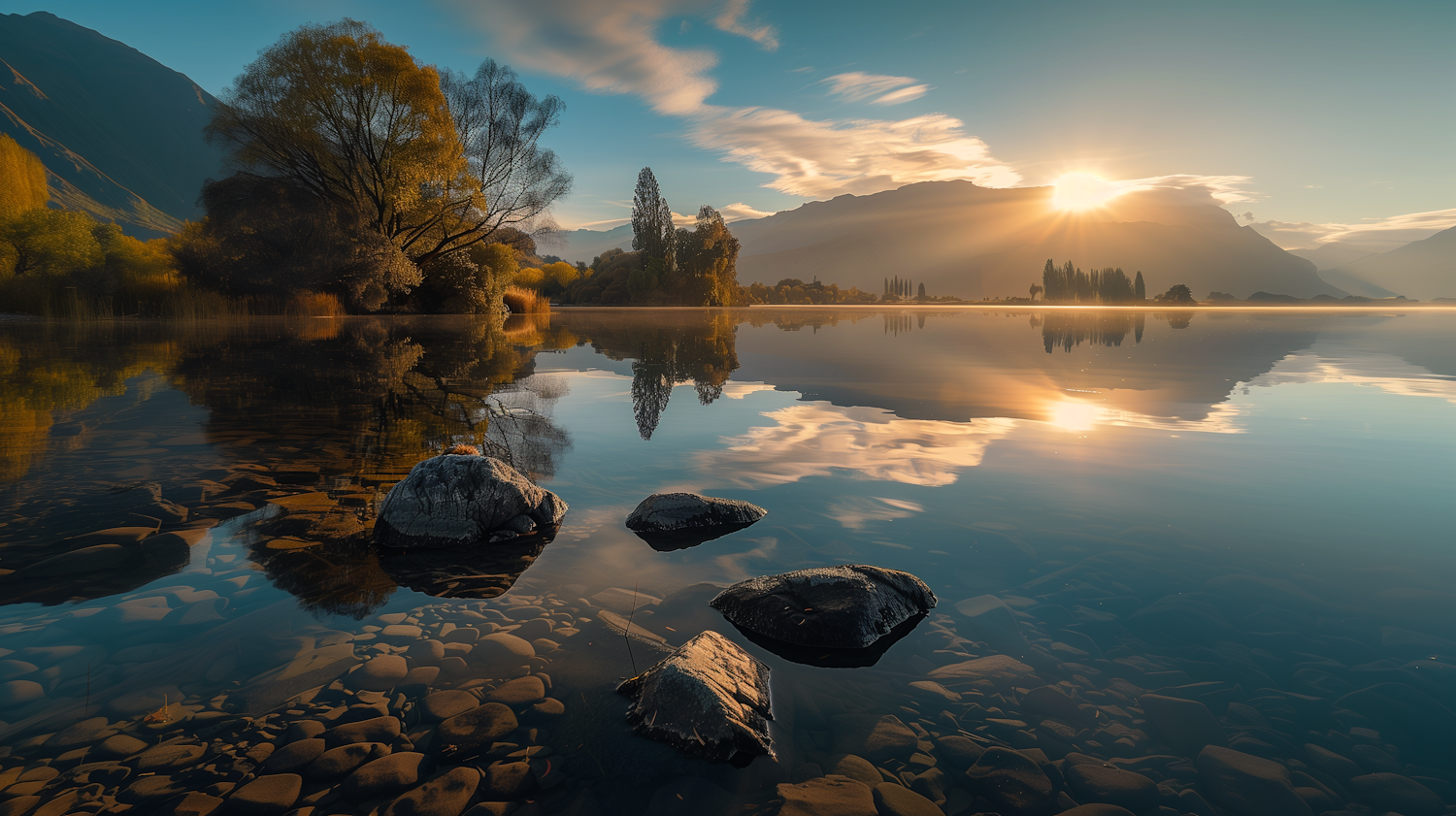 Serene Lakeside at Sunrise