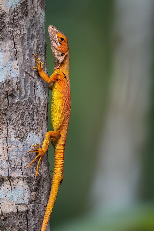 Vibrant Lizard on Tree