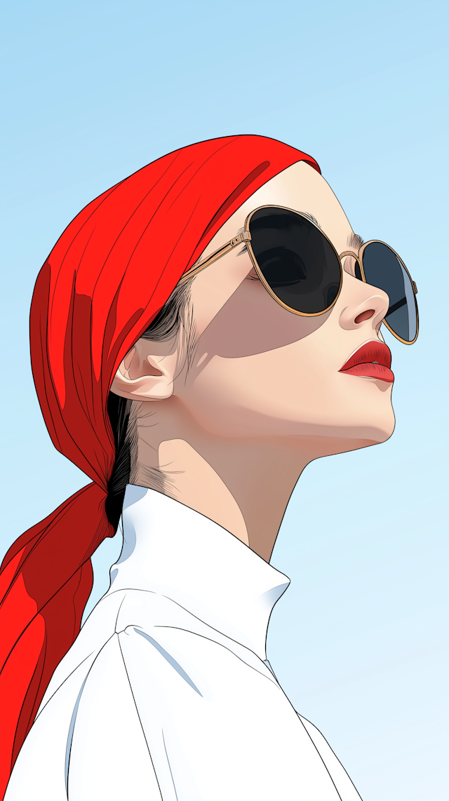 Stylized Portrait with Red Headscarf