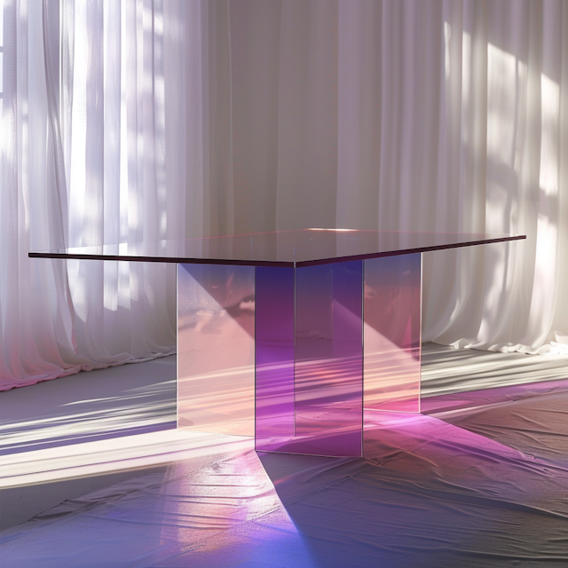 Modern Glass Table in Softly Lit Room