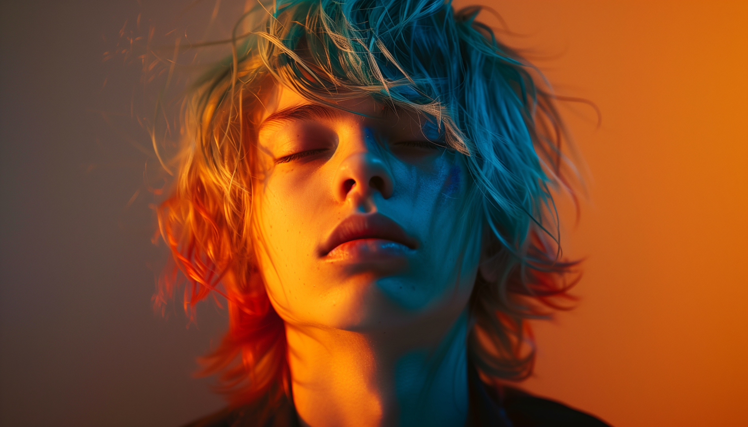 Dramatic Warm and Cool Lighting Portrait