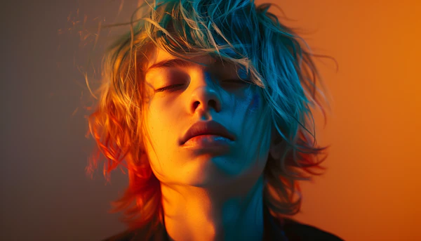 Dramatic Warm and Cool Lighting Portrait