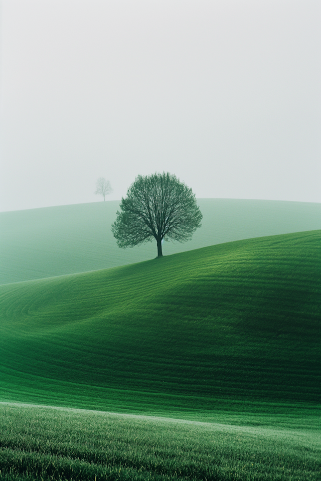 Serene Landscape with Lone Tree