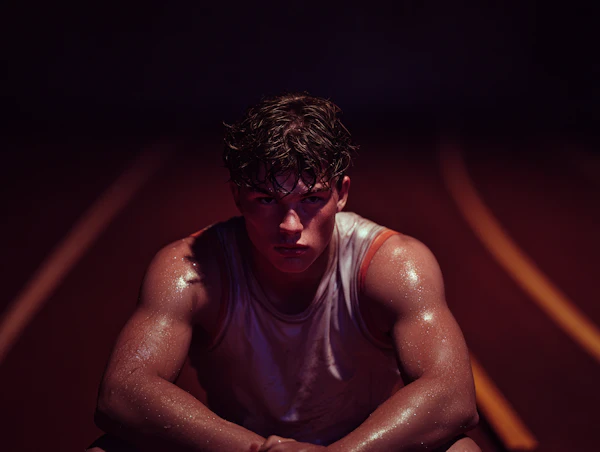 Focused Athlete Resting
