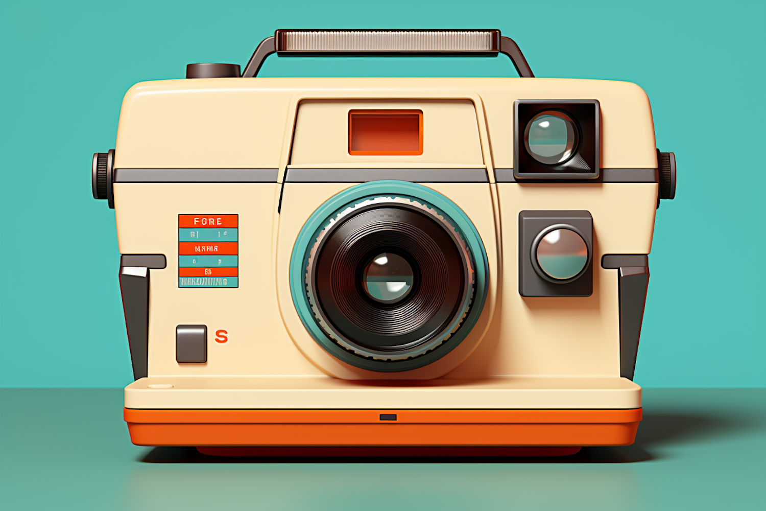 Vintage Tangerine Instant Camera Illustration