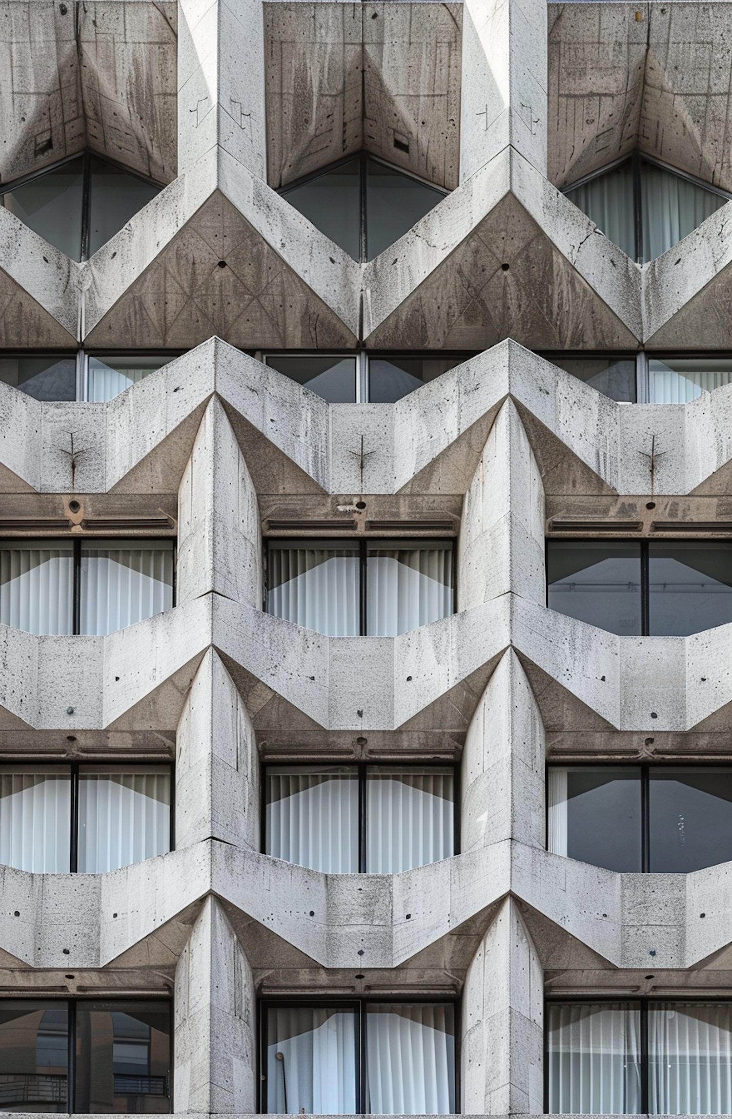 Geometric Brutalist Building