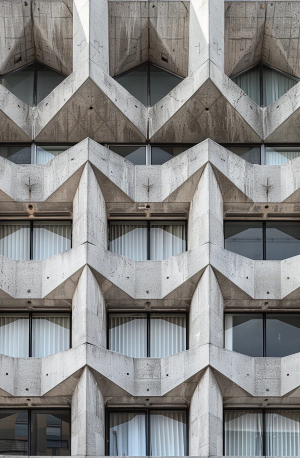 Geometric Brutalist Building