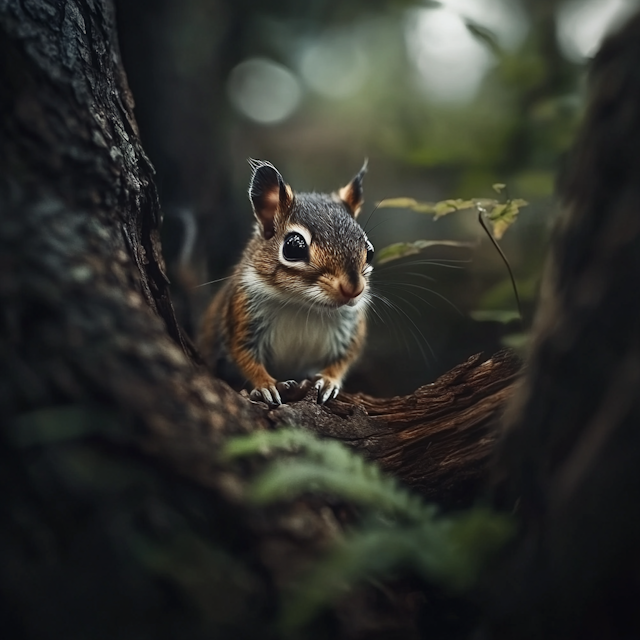 Alert Squirrel in Forest