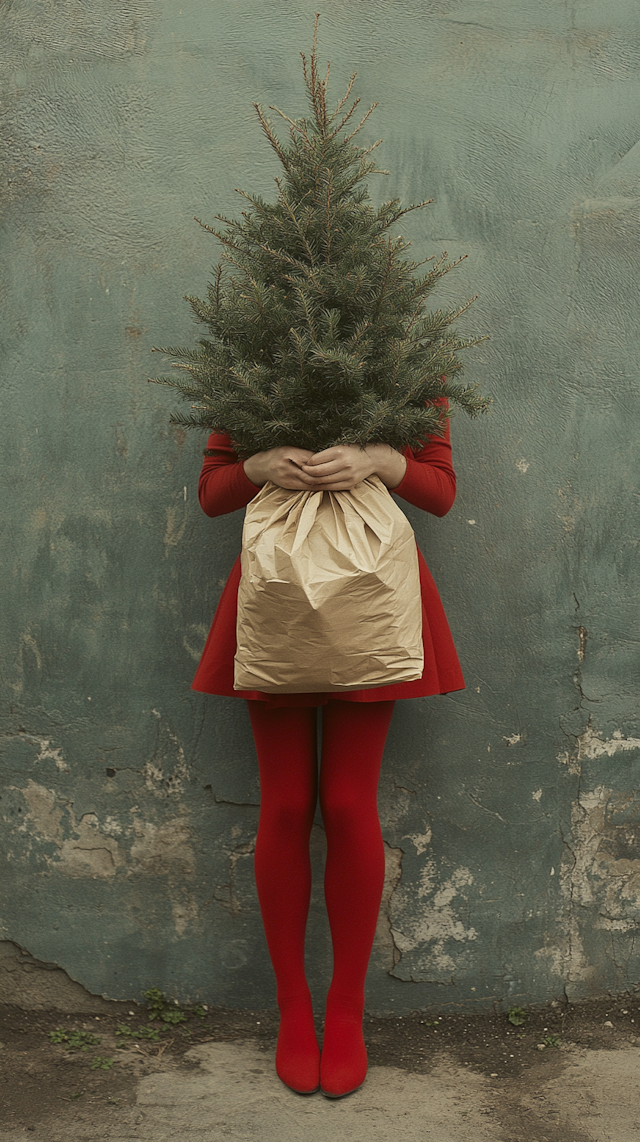 Person with Evergreen Tree