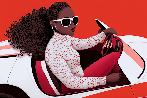 Stylish Woman Driving Illustration