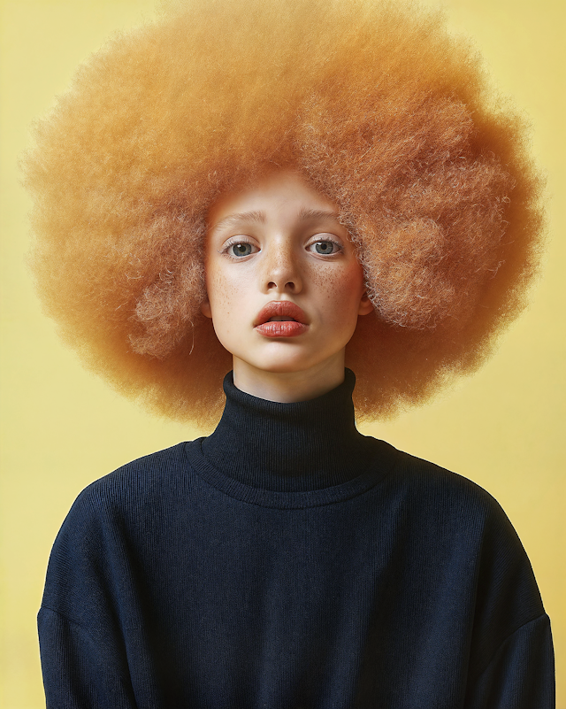 Portrait of a Young Person with Orange Afro